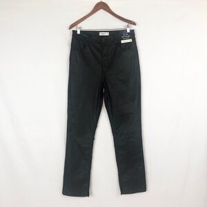 NEW Abercrombie & Fitch High Rise 90s Slim Straight Jean Coated Black Size 32R